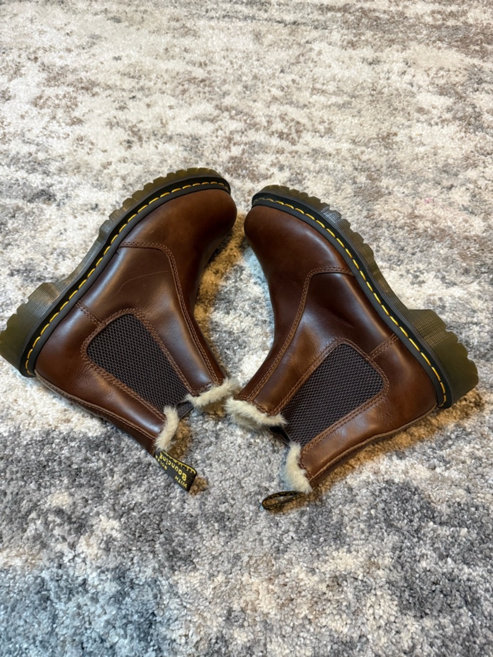 Dr. Martens Brown Leather Chelsea Boots with Shearling Trim - Picture 5 of 9